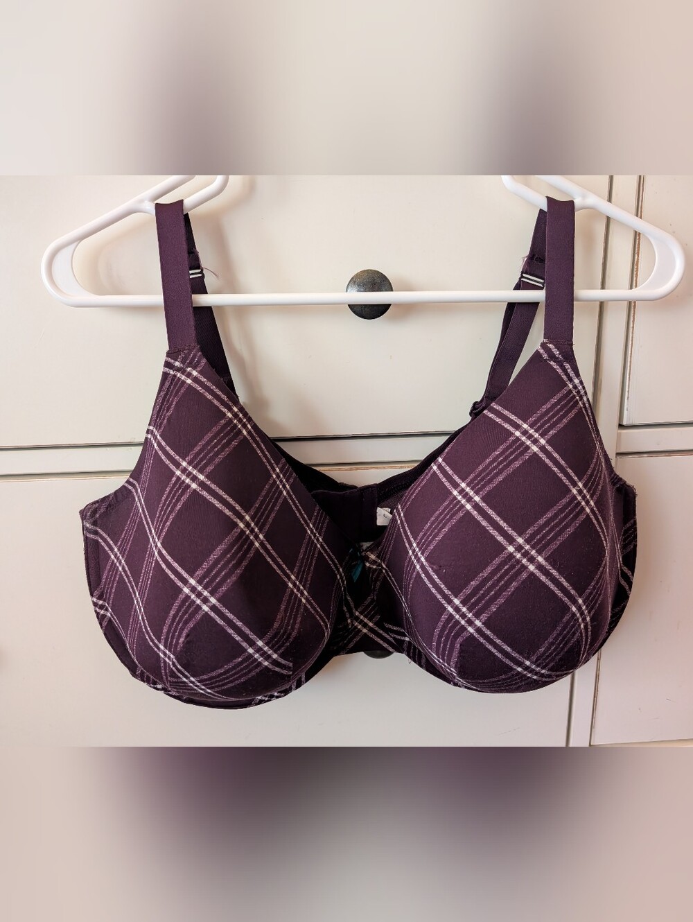 Cacique Plaid Underwire Bra in Deep Plum - Women Intimates 42F